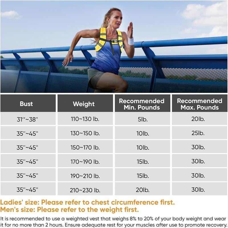 Adjustable Weighted Vest for Men & Women – 5 to 30 lbs with Reflective Stripes – Workout Equipment for Running & Strength Training